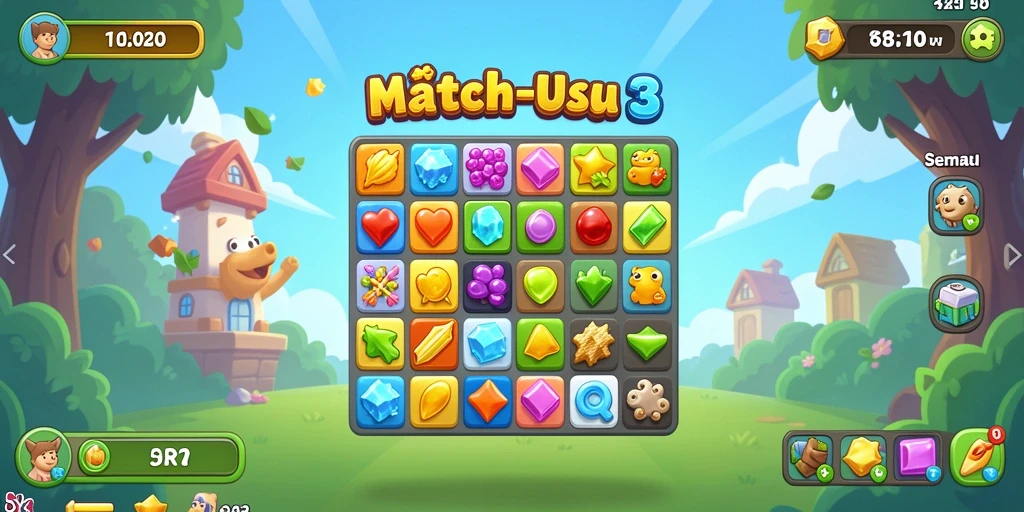 Tampilan menarik dari gameplay seru 5RT Match-3.