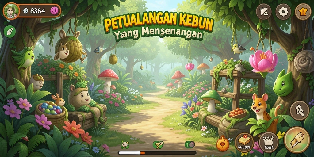 Tangkapan layar utama 8364 menampilkan aktivitas seru berkebun di lahan yang indah.