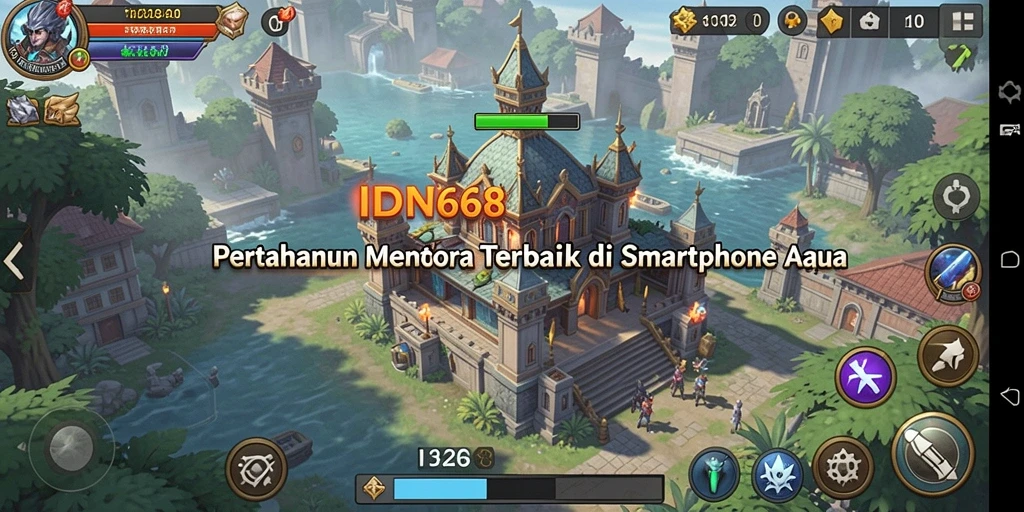 Tampilan gameplay seru IDN668 dalam pertahanan menara.