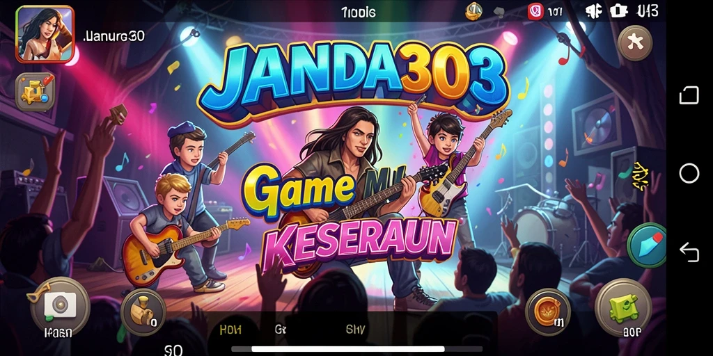 Tampilan gameplay JANDA303 yang menampilkan pemain berinteraksi dengan musik.