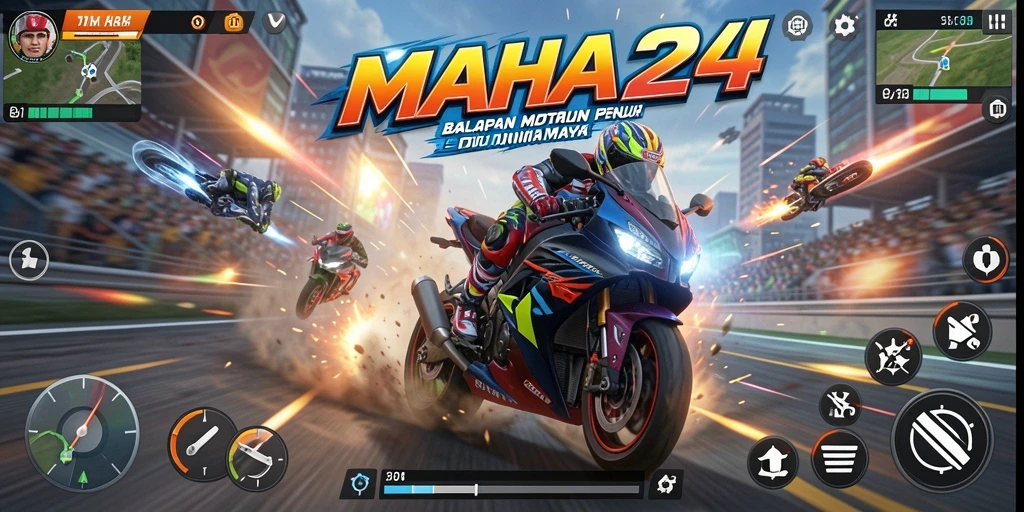 Gameplay seru dalam balapan motor yang menantang.