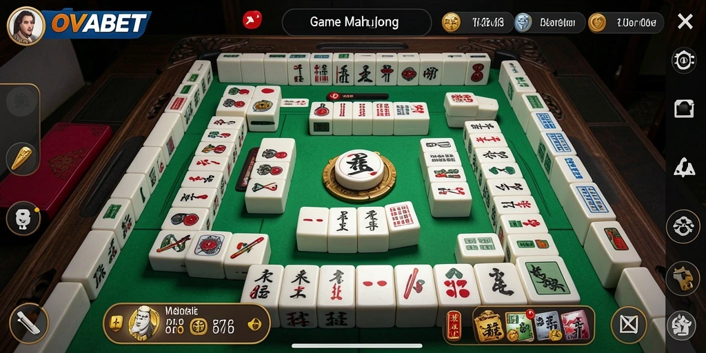 Tampilan gameplay seru dari OVABET yang menunjukkan aksi permainan Mahjong.