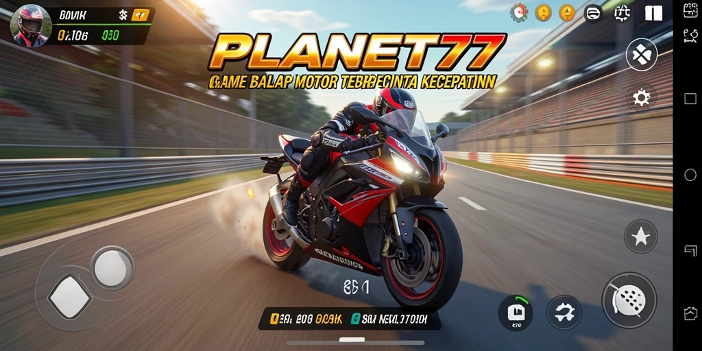 Tampilan balapan seru di PLANET77 dengan motor dan lintasan yang menarik.