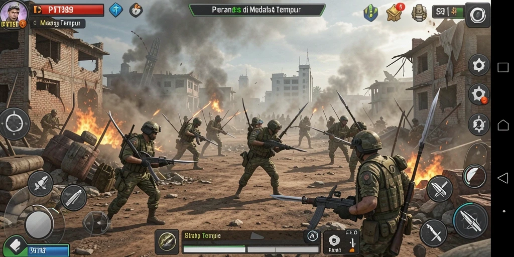 Tangkapan layar gameplay PT89 menampilkan aksi tembak-menembak yang intens.