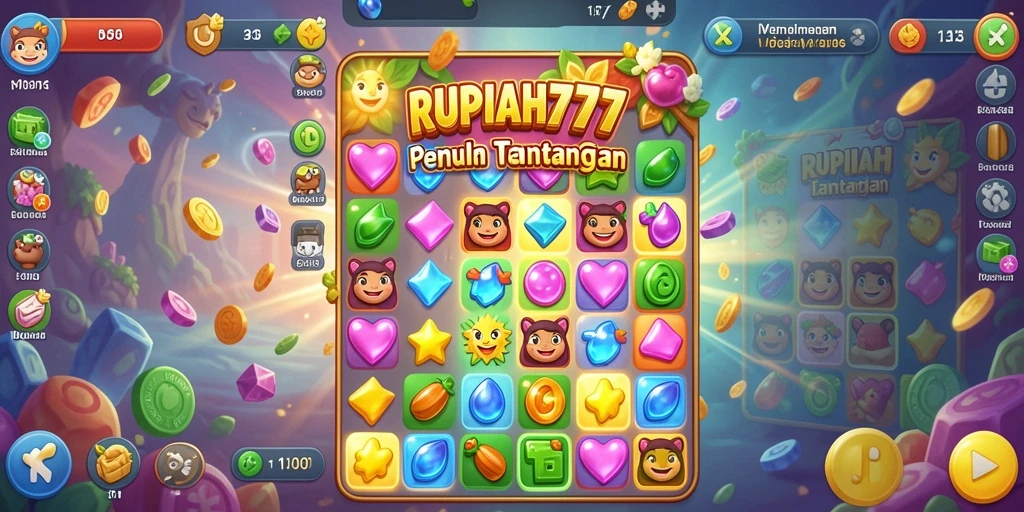 Tampilan gameplay RUPIAH777 dengan tantangan Match-3 yang seru.