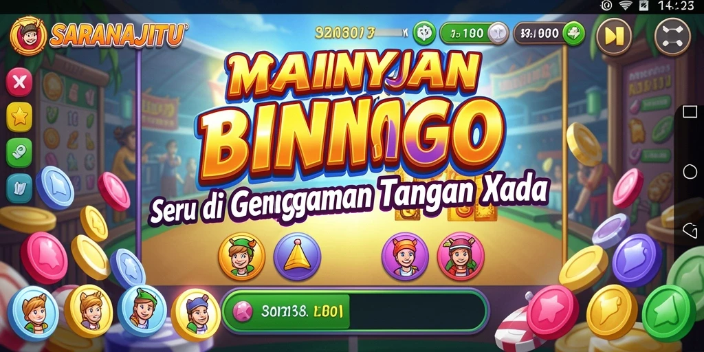 Tampilan gameplay seru SARANAJITU dengan desain Bingo yang menarik.