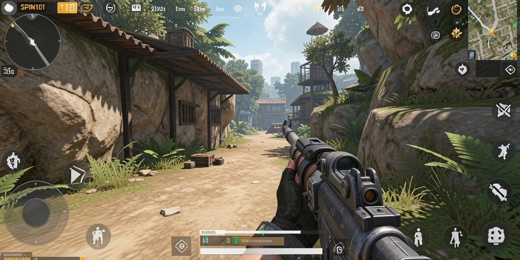 Tampilan gameplay seru dalam game TPS SPIN101.