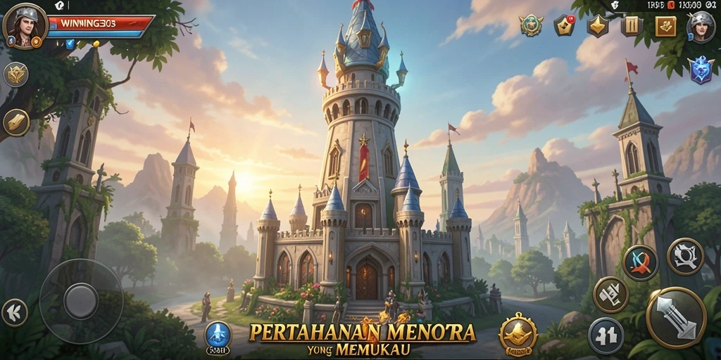 Tampilan gameplay menara pertahanan yang mendebarkan di WINNING303.
