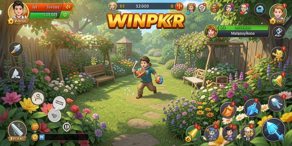 Tampilan gameplay WINPKR yang menarik saat berkebun.
